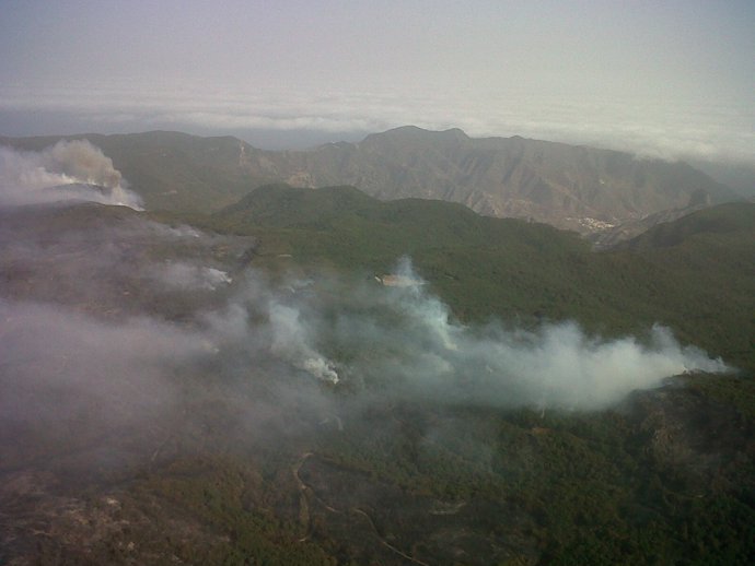 Imagen aérea del incendio de La Gomera