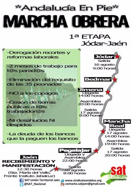 Cartel de la primera marcha obrera del SAT en Jaén