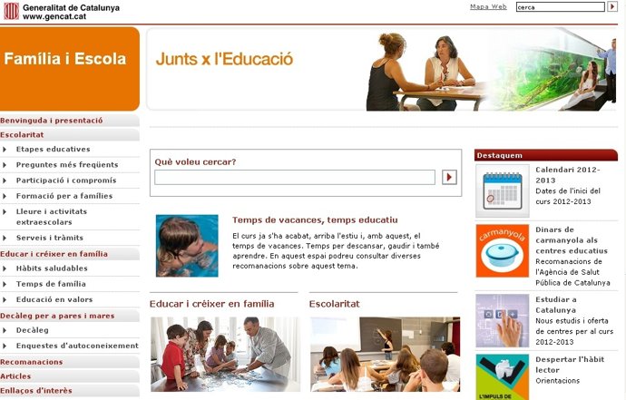 Web de la Generalitat 'Familia y Escuela, Juntos por la Educación' 