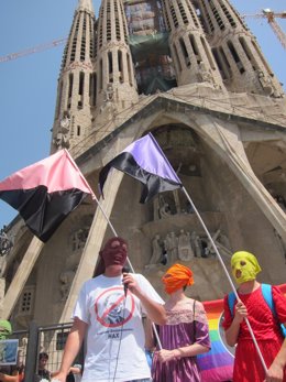 Protesta a favor de Free Pussy Riot en Barcelona