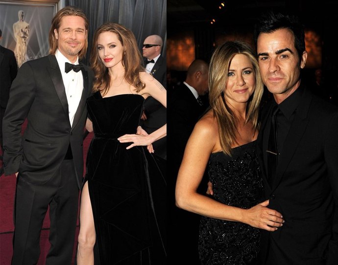 Montaje Brad Pitt, Angelina Jolie y Jennifer Aniston, Justin Theroux