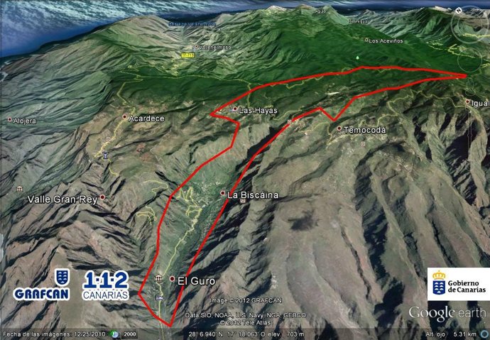 Perímetro del incendio de La Gomera tras la reactivación