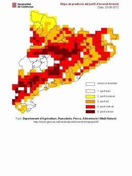 Mapa Del Elevado Riesgo De Incendio Forestal