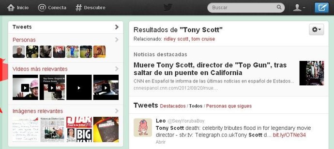 Muerte de Tony Scott en Twitter