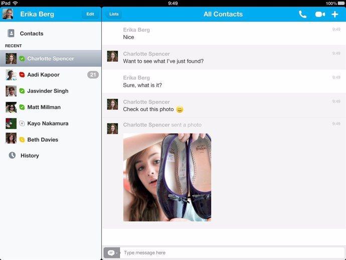 Actualización Skype iPhone y iPad compartir fotos
