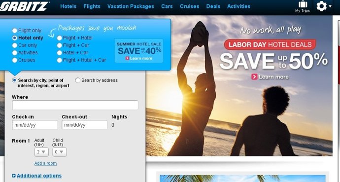 Página web Orbitz