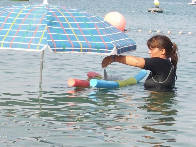 'Marcos' Recibe Hidratación De Una Voluntaria De Promar En Roquetas