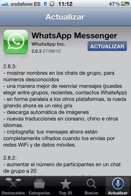 Whatsapp 2.8.1 para iOS