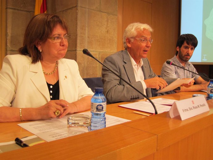 Alcaldesa Tàrrega R.Mª Perelló, conseller F.Mascarell, dtor.Fira Tàrrega J.Duran