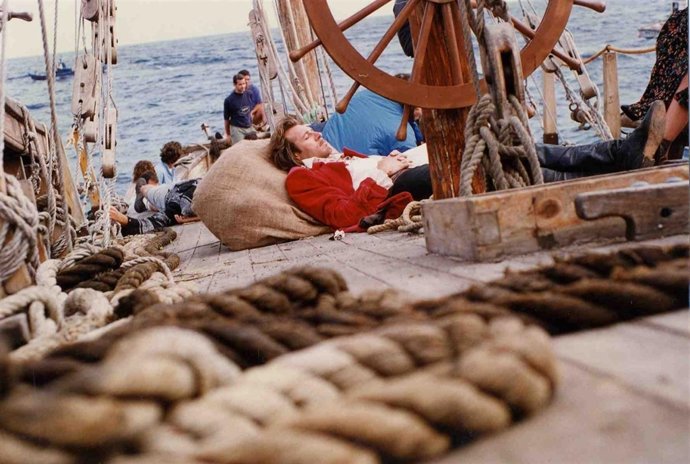 José Conde en un descanso del rodaje