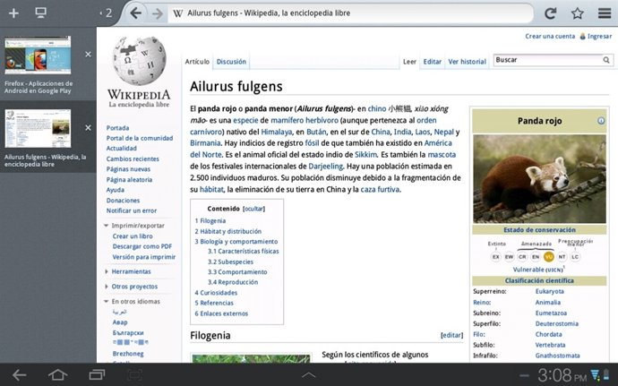NUeva versión de Firefox para tablets Android