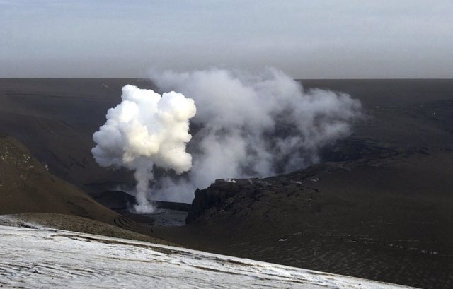 El Volcán Grimsvötn Haciendo Erupción