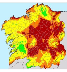 Mapa de Medio Rural con el riesgo de incendios