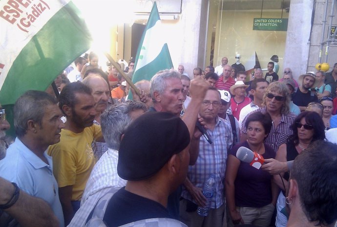 Diego Cañamero en la marcha obrera de Málaga