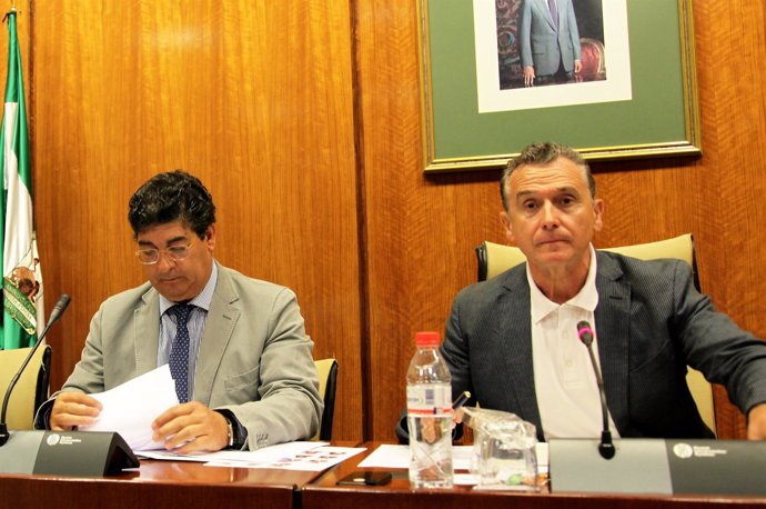 Diego Valderas, junto a Paulino Plata, en comisión parlamentaria