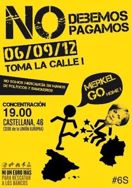 Cartel de la concentración contra la visita Merkel