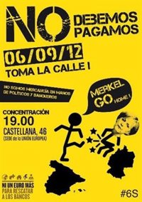 El 15M canta a Merkel: "te recibimos con alegría, olé tu riesgo, olé tu prima"