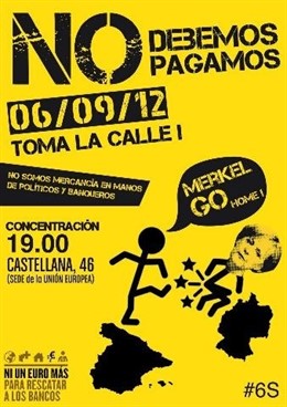 Cartel de la concentración contra la visita Merkel