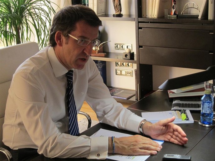 Alberto Núñez Feijóo durante la entrevista con Europa Press