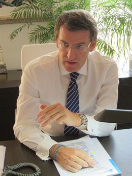 Alberto Núñez Feijóo durante la entrevista con Europa Press