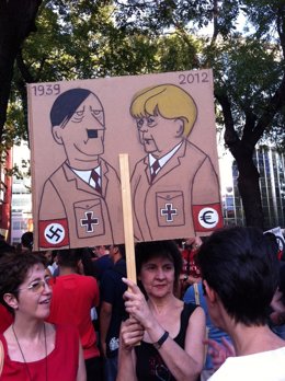 Protesta contra la visita de Merkel a Madrid
