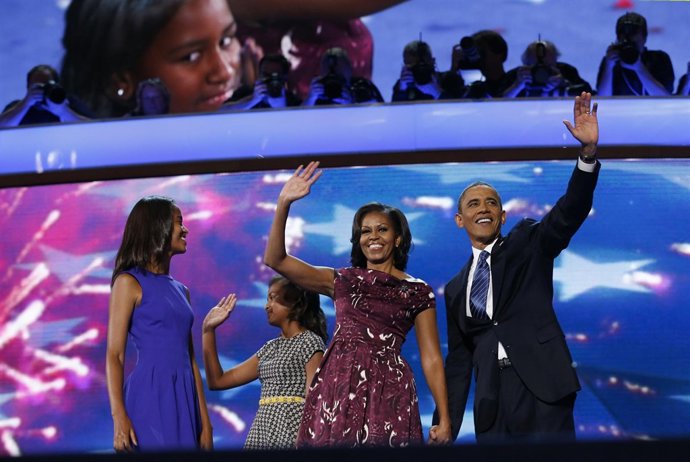 El presidente estadounidense, Barack Obama, y su familia