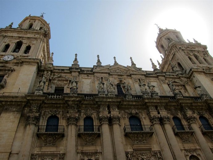 Vista Parcial De La Fachada Principal De La Catedral De Jaén.