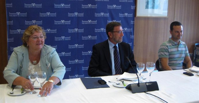 Manuel Gracia, junto con su equipo en el Parlamento