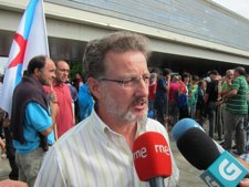 El secretario xeral de la CIG, Suso Seixo, después de una asamblea de delegados