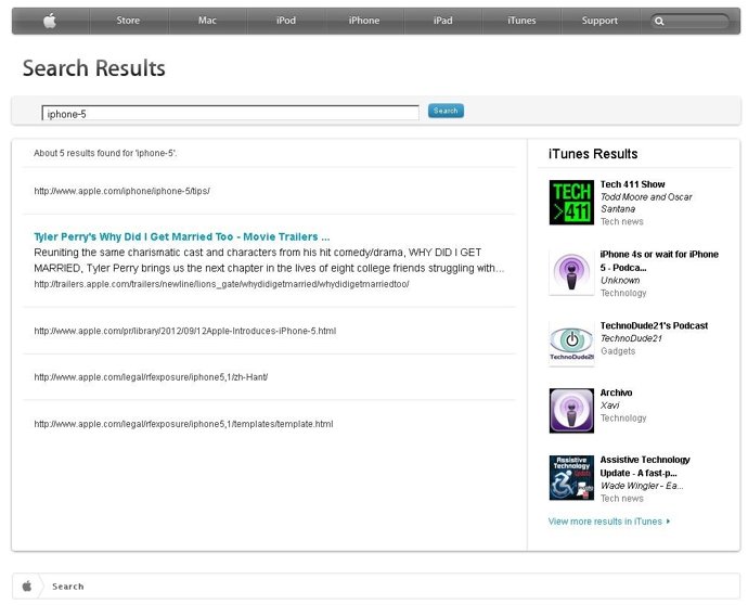 Búsqueda de iPhone 5 en la web de Apple 