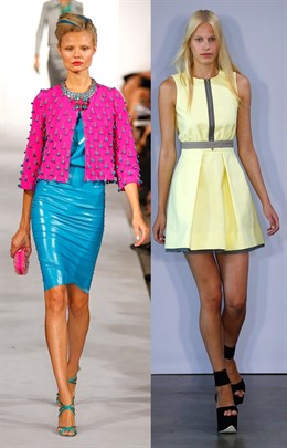 Montaje de los desfiles de Oscar de la Renta y Victoria, Victoria Beckham 