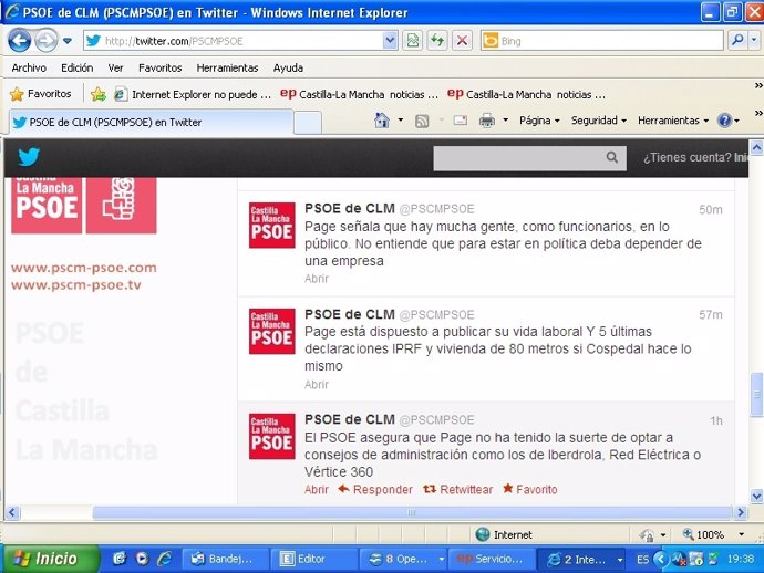 Página del PSOE en Twitter
