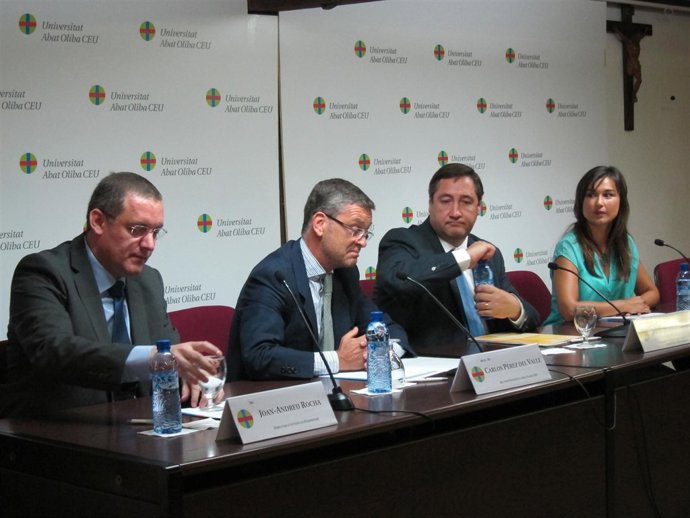 Joan-Andreu Rocha, El Rector C.P.Del Valle, El Conseller J.M.Pelegrí Y A.Riera