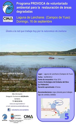 Cartel de la actividad en el Embalse del Ebro