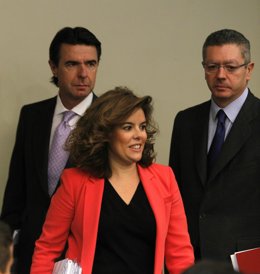 La vicepresidenta del Gobierno, Soraya Sáenz de Santamaría, en la RDP del Consej