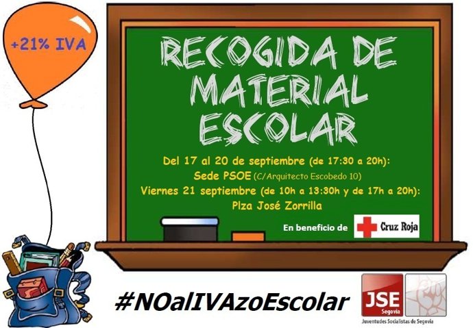 Cartel de JSE de recoidade material escolar