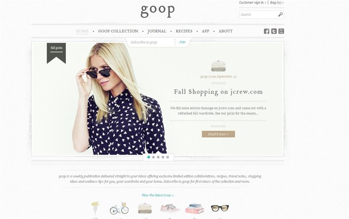 Pantallazo del blog de Gwyneth Paltrow 