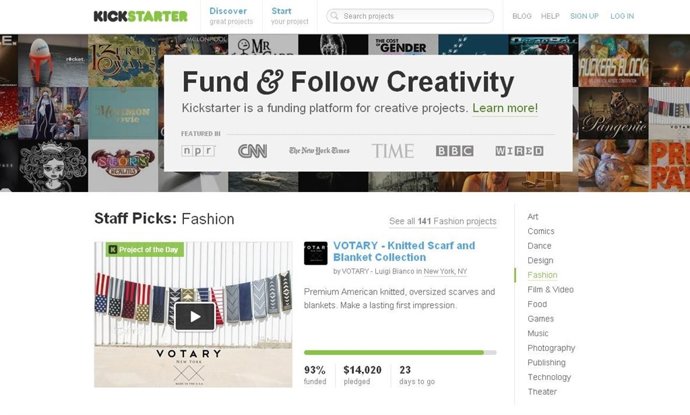 Plataforma de crowdfunding Kickstarter