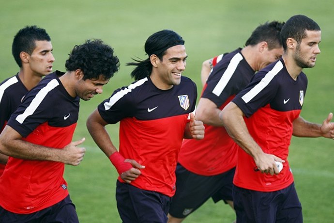 Falcao Diego Costa Mario Suárez Atlético Madrid entrenamiento