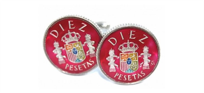 Gemelos con forma de pesetas 