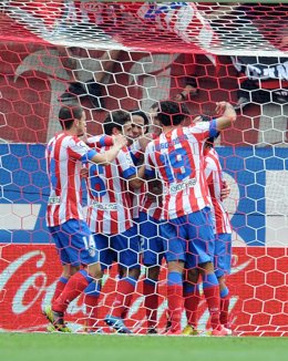 El Atlético de Madrid celebra el segundo gol ante el Valladolid