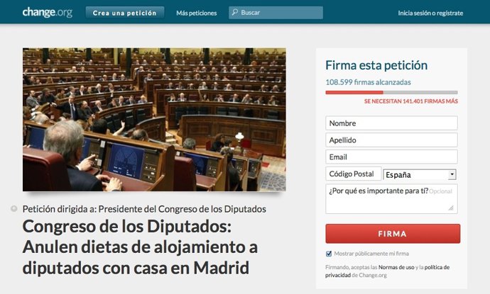 Petición En Internet Para Acabar Con Las Dietas De Los Diputados De Provincias