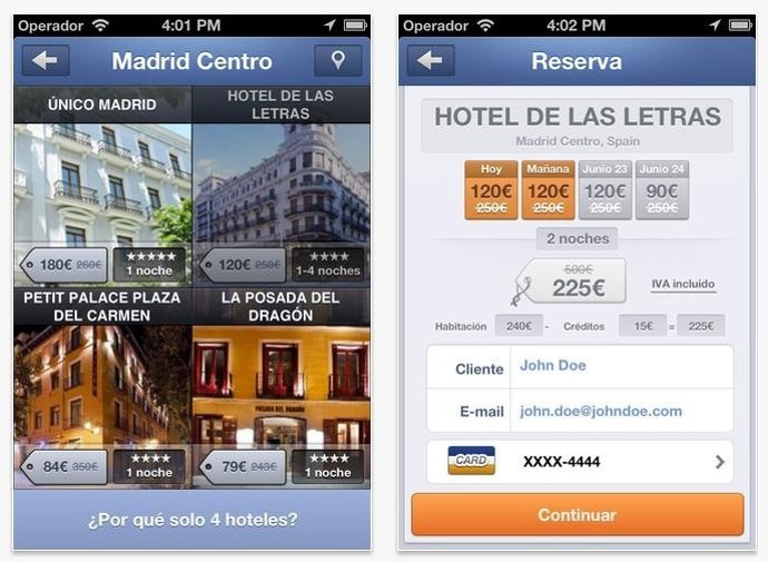 Aplicación Blink Hoteles para iOS