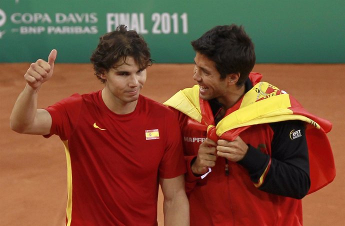 Rafa Nadal y Fernando Verdasco en la Copa Davis