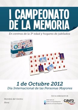 Cartel del primer campeonato de la memoria en hogares y centros de jubilados