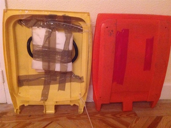 Escudos caseros incautados por la Policía