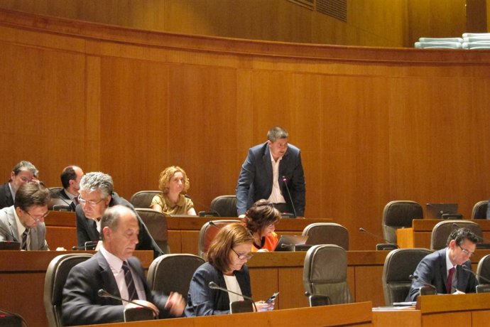 El diputado de IU, Miguel Aso, en su intervención en las Cortes de Aragón