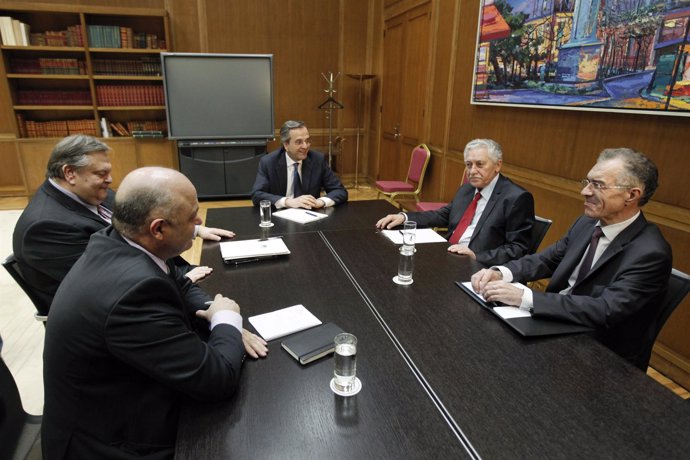 Los líderes de los tres partidos que integran la coalición de Gobierno en Grecia
