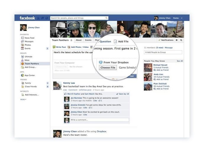 Dropbox en Facebook 