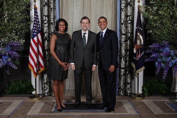Rajoy con el matrimonio Obama